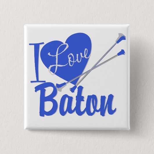I Love Baton Vierkante Button 5,1 Cm (Voorkant)