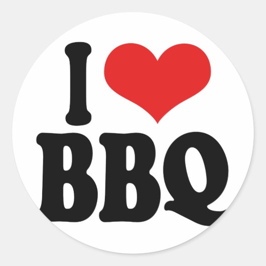 I Love BBQ Ronde Sticker (Voorkant)