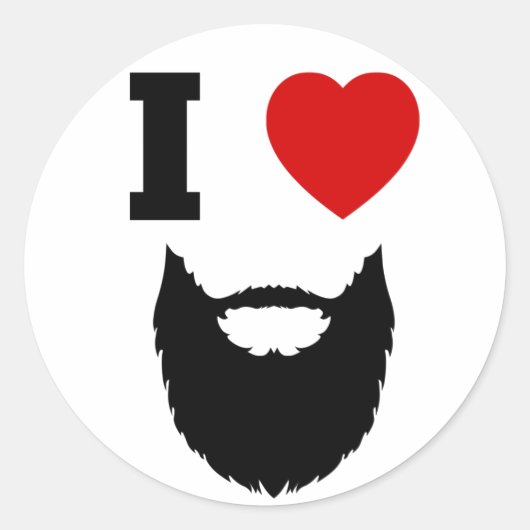I Love Beards Ronde Sticker (Voorkant)