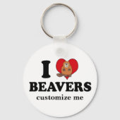 I Love Beavers Funny Custom Sleutelhanger (Voorkant)