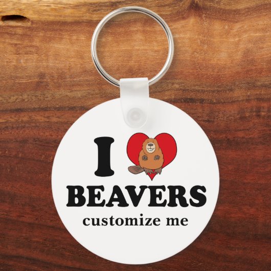 I Love Beavers Funny Custom Sleutelhanger (Achterkant)