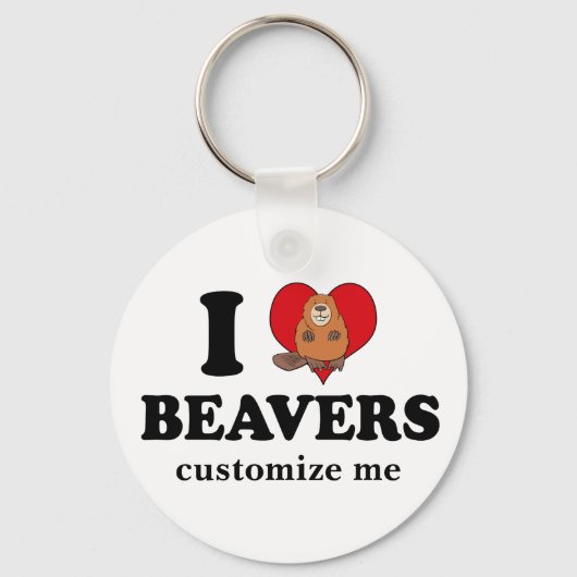I Love Beavers Funny Custom Sleutelhanger (Achterkant)