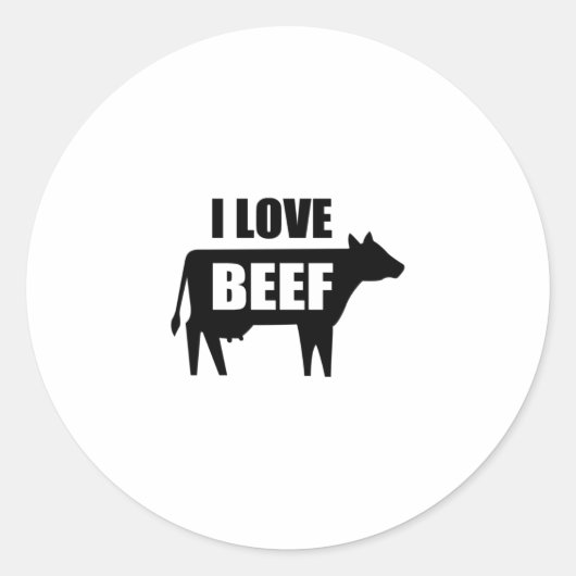 I Love Beef Ronde Sticker (Voorkant)