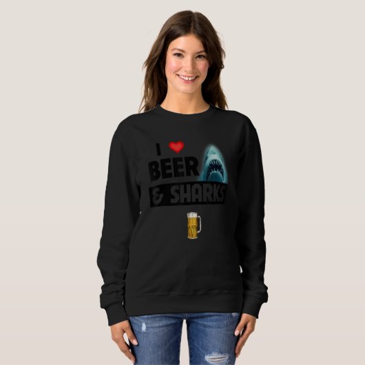I Love Beer and Sharks  Drinking Great White Ocean Trui (Voorkant volledig)