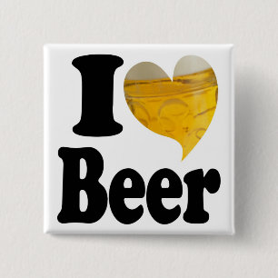 I Love Beer Heart Vierkante Button 5,1 Cm