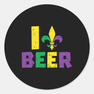 I Love Beer Jester Pet Drink Team Fun Mardi Gra Ronde Sticker