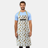 I Love Beer Mustache and Pretzels Pattern Name Schort (Gedragen)