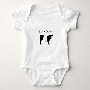I Love Belties - Black White Belted Galloway Koeie Romper