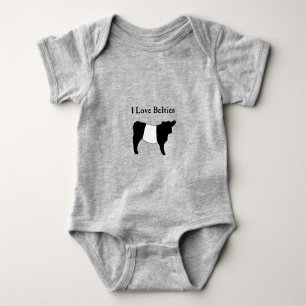 I Love Belties - Black White Belted Galloway Koeie Romper