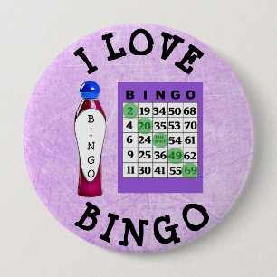 I Love BINGO Paarse Kaart Button