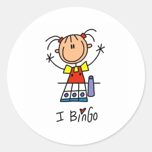 I Love Bingo Ronde Sticker (Voorkant)