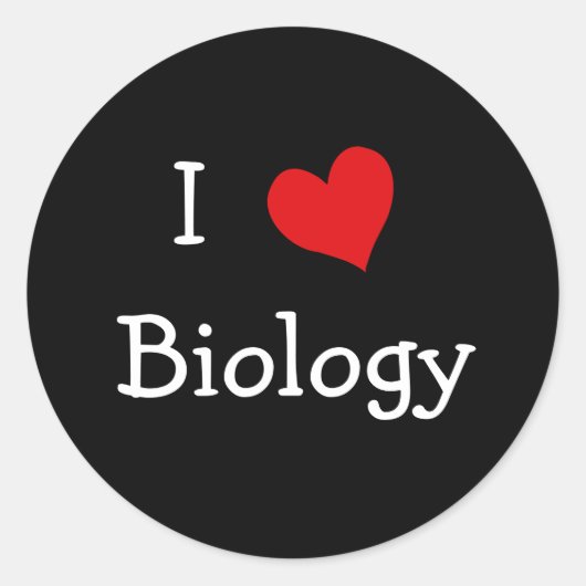 I Love Biology Ronde Sticker (Voorkant)