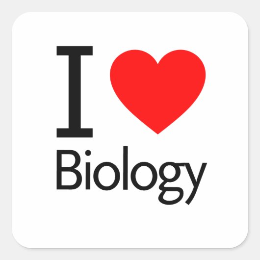I Love Biology Vierkante Sticker (Voorkant)