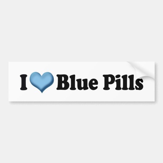 I Love Blue Pills Bumper Sticker (Devant)