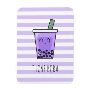 I Love Boba Kawaii Bubble Tea Taro Ube Paars Magneet