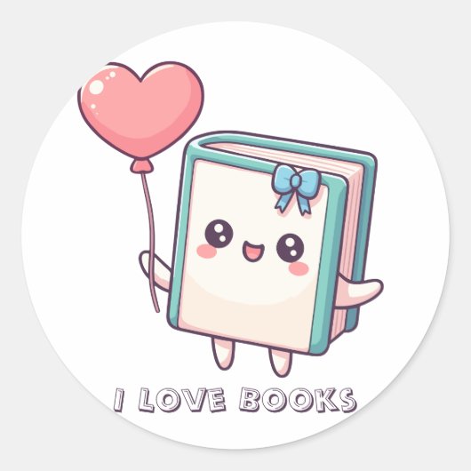 I Love Books Cute Heart sticker (Devant)