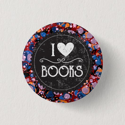 "I Love Books" Ronde Button 3,2 Cm (Voorkant)