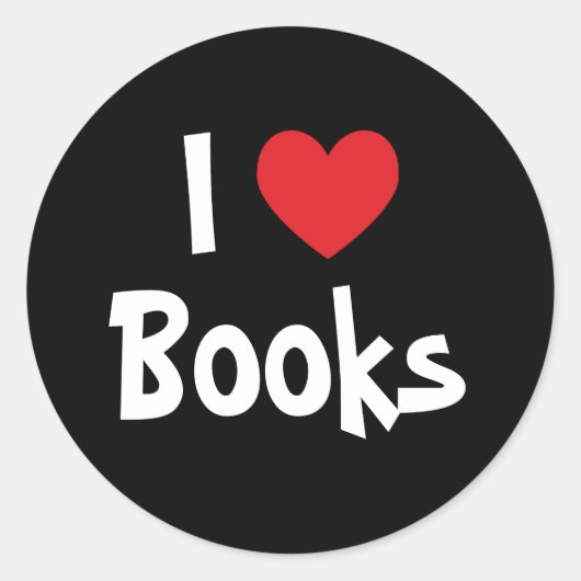 I Love Books Ronde Sticker (Voorkant)