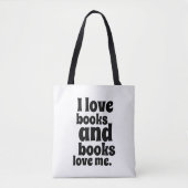 I Love Books Tas (wit en zwart) (Voorkant)