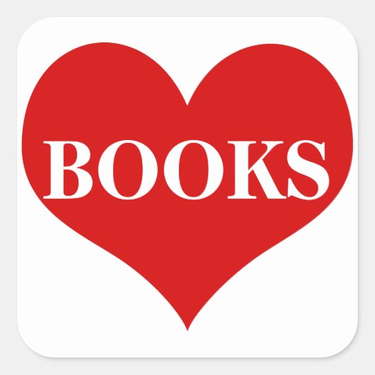 I Love Books Vierkante Sticker (Voorkant)