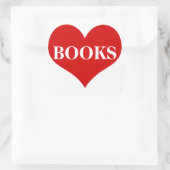 I Love Books Vierkante Sticker (Tas)