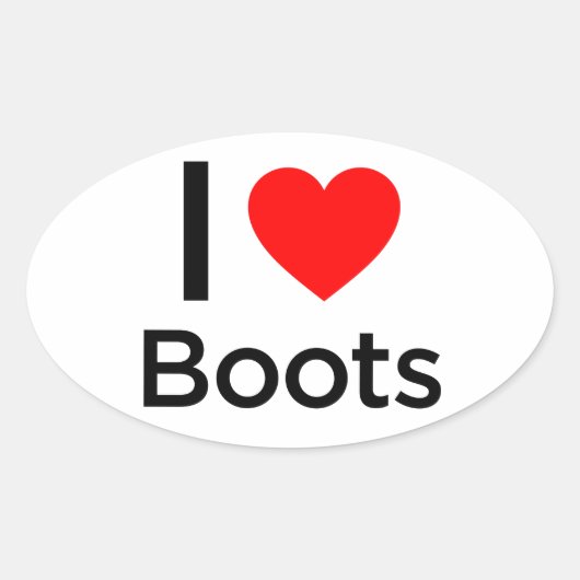 I Love Boots Ovale Sticker (Voorkant)