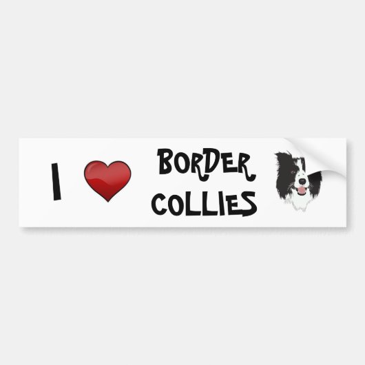 I Love Border Collies Bumpersticker (Voorkant)