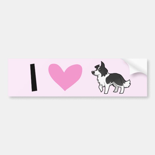 I Love Border Collies Bumpersticker (Voorkant)