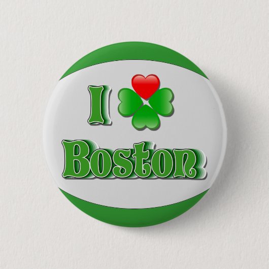 i Love Boston - Clover Ronde Button 5,7 Cm (Voorkant)