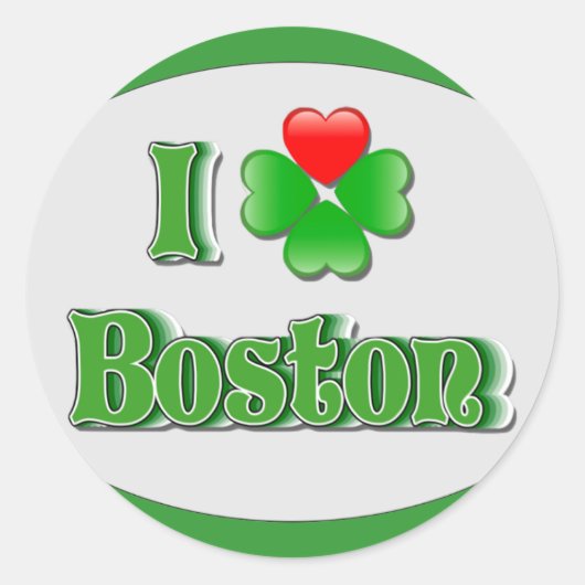 i Love Boston - Clover Ronde Sticker (Voorkant)