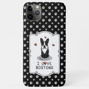 I Love Bostons Boston Terriers (zwart-wit) iPhone 11 Pro Max Hoesje