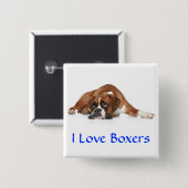I Love Boxers Pin Vierkante Button 5,1 Cm (Voorkant /achterkant)