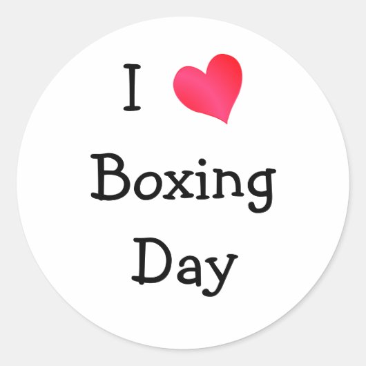 I Love Boxing Day Ronde Sticker (Voorkant)