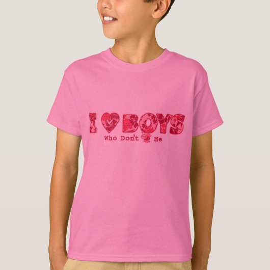 I Love Boys Bug en Hawaiian Print Cartoon Roze T-shirt (Voorkant)