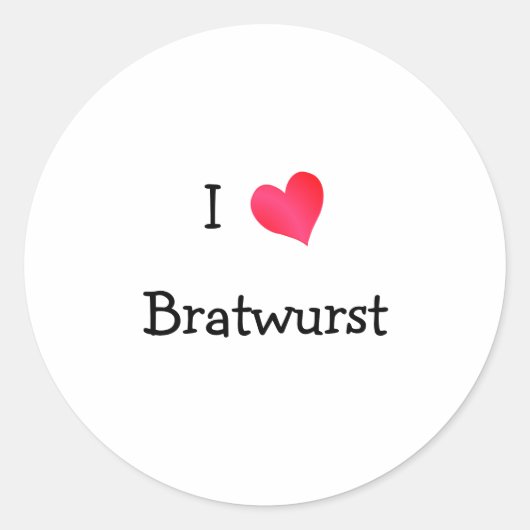 I Love Bratwurst Ronde Sticker (Voorkant)