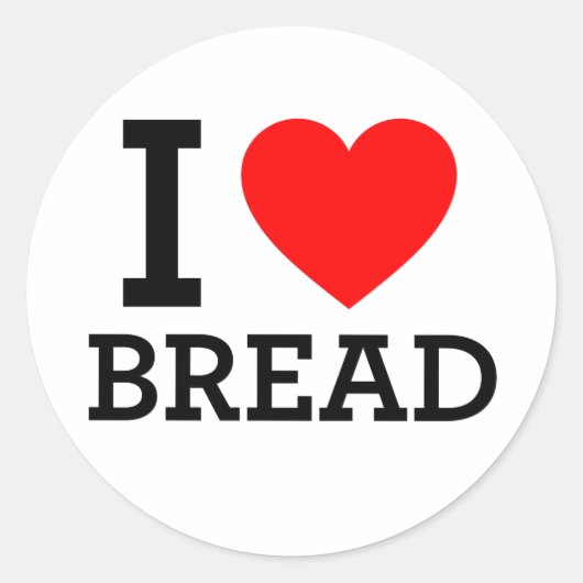 I Love Bread Ronde Sticker (Voorkant)