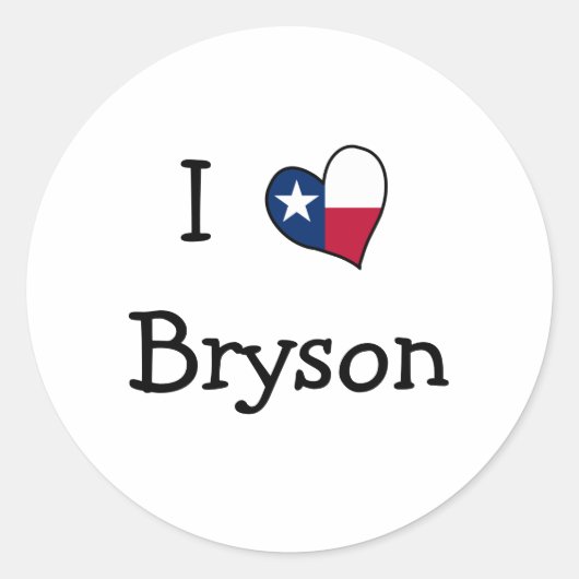 I Love Bryson Ronde Sticker (Voorkant)