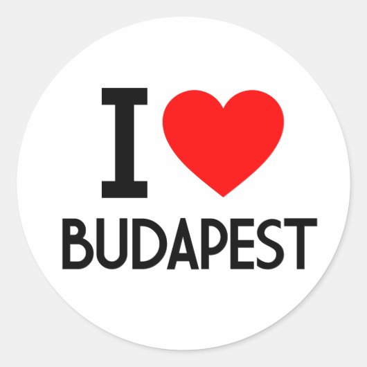 I Love Budapest Ronde Sticker (Voorkant)