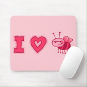 "I Love Bugs" Mousepad in Pink Muismat (Met muis)