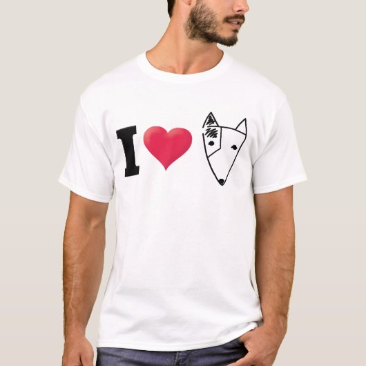 I Love Bull Terrier Black T-shirt (Voorkant)