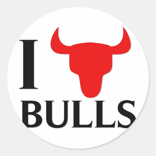 I Love Bulls Ronde Sticker (Voorkant)
