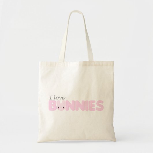 I Love Bunnies Pink Canvas tas (Voorkant)