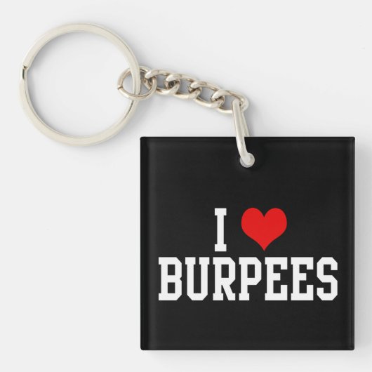 I Love Burpees, Fitness Sleutelhanger (Voorkant)