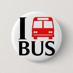 I Love Bus Ik hou van de bus Bus Ronde Button 5,7 Cm