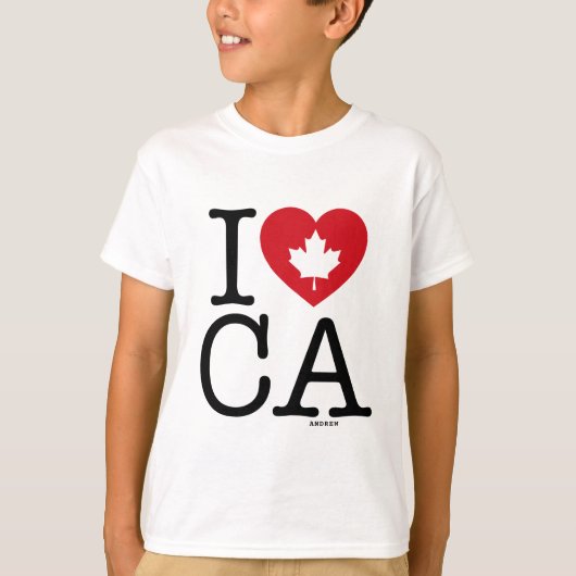 I Love CA | J'aime le T-shirt sur mesure pour enfa (Devant)