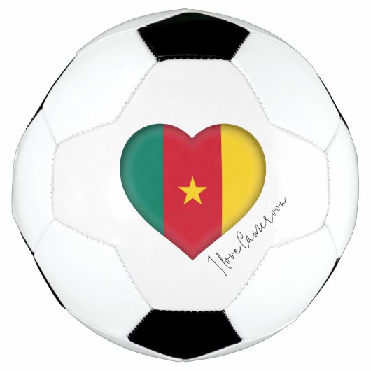 I Love Cameroun Drapeau Couleurs Coeur Soccer Ball (Devant)