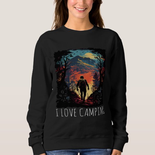 I Love Camping hiking camping retro Trui (Voorkant)