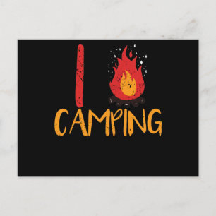 I Love Camping Trekking Campfire Burning Heat Briefkaart