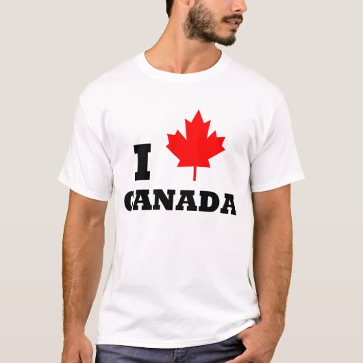 I Love Canada Red Maple Leaf T shirt (Voorkant)