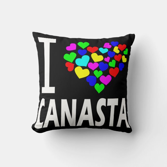 i love canasta card game rummy hearts gift idea kussen (Voorkant)